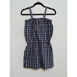 Old Navy Sleeveless Tube Top  Dress Girls Size XL Blue Plaid Elastic Waist